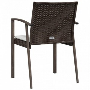 6 db barna polyrattan kerti szék párnával 56,5x57x83 cm