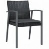 4 db fekete polyrattan kerti szék párnával 56,5x57x83 cm