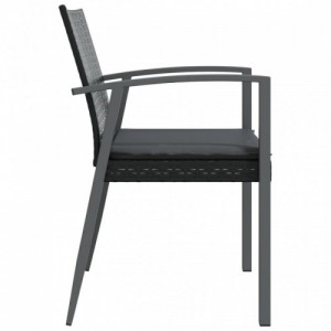 4 db fekete polyrattan kerti szék párnával 56,5x57x83 cm