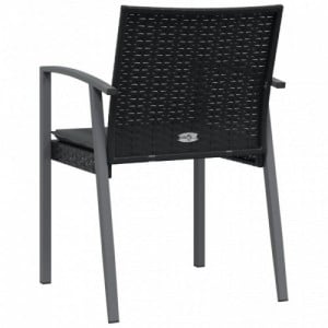6 db fekete polyrattan kerti szék párnával 56,5x57x83 cm