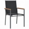 4 db fekete textilén és acél kerti szék 55x61,5x90 cm