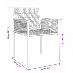 6 db fekete polyrattan kerti szék párnával 54x61x83 cm