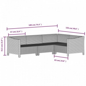 4 részes szürke polyrattan kerti ülőgarnitúra párnákkal