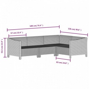 6 részes szürke polyrattan kerti ülőgarnitúra párnákkal