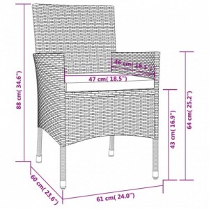 5 részes barna polyrattan kerti étkezőgarnitúra párnákkal