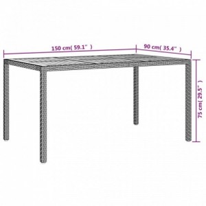 5 részes fekete polyrattan kerti étkezőgarnitúra párnákkal