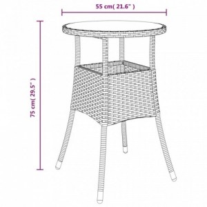 3 részes szürke polyrattan kerti bisztrógarnitúra párnákkal