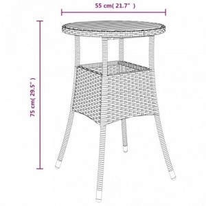 5 részes szürke polyrattan kerti bisztrógarnitúra párnákkal