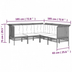 6 részes szürke polyrattan kerti ülőgarnitúra párnákkal