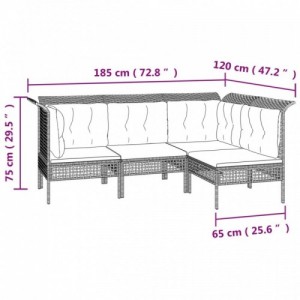 10 részes szürke polyrattan kerti ülőgarnitúra párnákkal