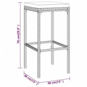 9 részes szürke polyrattan kerti bárszett párnával