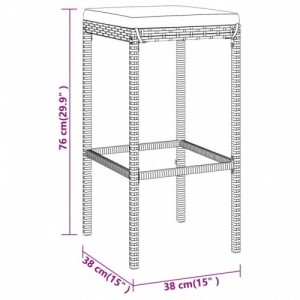 11 részes szürke polyrattan kerti bárszett párnákkal