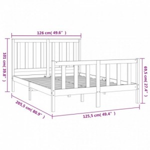 Fekete tömör fenyőfa ágykeret fejtámlával 120 x 200 cm