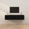 3 db fekete falra szerelhető TV-szekrény 57 x 34,5 x 40 cm