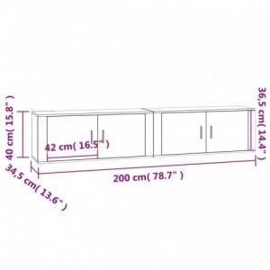 2 db magasfényű fehér fali TV-szekrény 100 x 34,5 x 40 cm