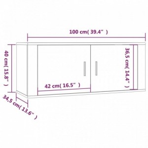 2 db magasfényű fehér fali TV-szekrény 100 x 34,5 x 40 cm