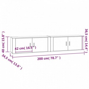 2 db füstös tölgyszínű fali TV-szekrény 100 x 34,5 x 40 cm