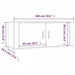 3 db füstös tölgy színű fali TV-szekrény 100 x 34,5 x 40 cm