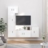 5 részes magasfényű fehér szerelt fa TV-szekrényszett
