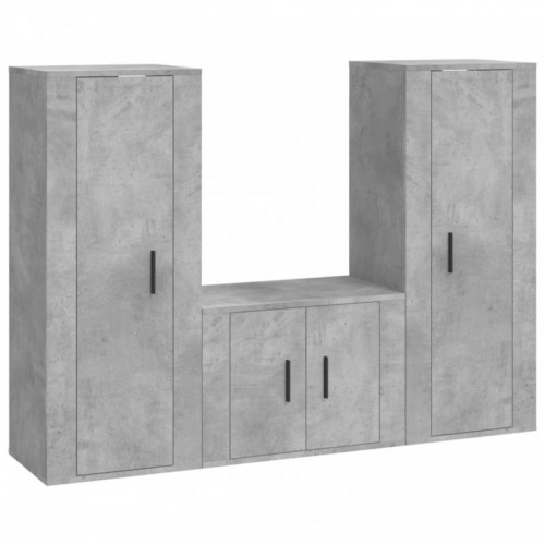 3 részes betonszürke szerelt fa TV-szekrényszett