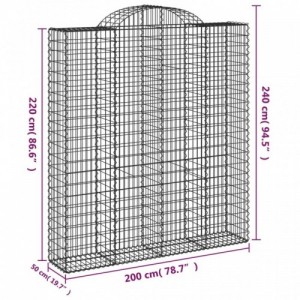 7 db íves horganyzott vas gabion kosár 200x50x220|240 cm