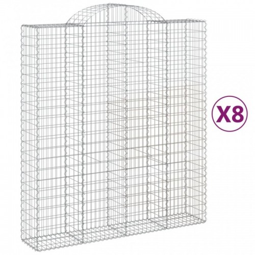 8 db íves horganyzott vas gabion kosár 200x50x220|240 cm