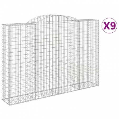 9 db íves horganyzott vas gabion kosár 300x50x200|220 cm