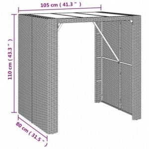 5 részes fekete polyrattan kerti bárszett párnával