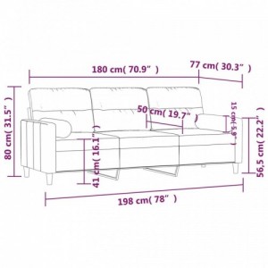 3 személyes világosszürke szövet kanapé díszpárnákkal 180 cm