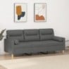 3 személyes sötétszürke szövet kanapé díszpárnákkal 180 cm