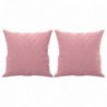 2 személyes rózsaszín bársony kanapé díszpárnákkal 140 cm