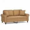 2 személyes barna bársony kanapé díszpárnákkal 140 cm