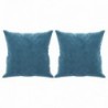 3 személyes kék bársony kanapé díszpárnákkal 180 cm