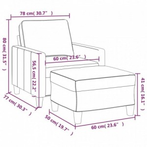 Krémszínű szövet kanapéfotel lábtartóval 60 cm