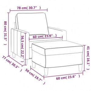 Bordó bársony kanapéfotel lábtartóval 60 cm