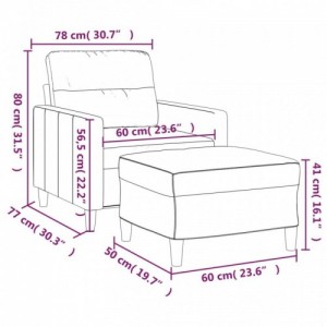 Fekete szövet kanapéfotel lábtartóval 60 cm