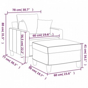 Sötétszürke szövet kanapéfotel lábtartóval 60 cm