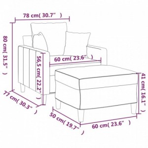 Bordó bársony kanapéfotel lábtartóval 60 cm