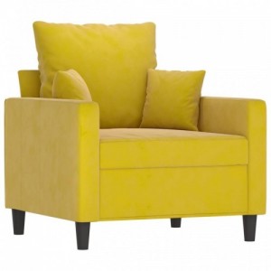 Sárga bársony kanapéfotel lábtartóval 60 cm