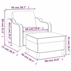 Világossárga szövet kanapéfotel lábtartóval 60 cm