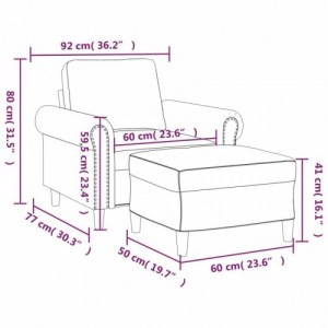 Sötétszürke bársony kanapéfotel lábtartóval 60 cm