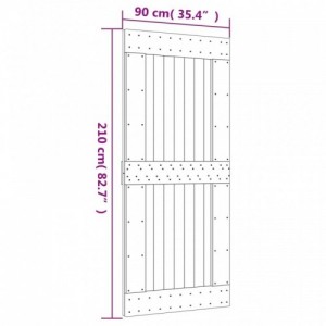 Tömör fenyőfa tolóajtó fémszerelékszettel 90 x 210 cm