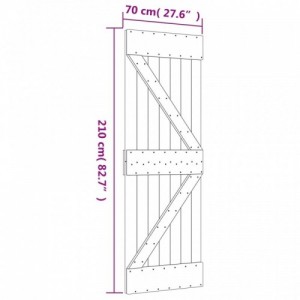 Tömör fenyőfa tolóajtó fémszerelékszettel 70 x 210 cm