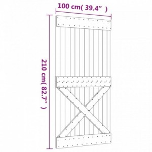 Tömör fenyőfa tolóajtó fémszerelék szettel 100 x 210 cm