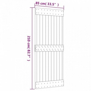 Tömör fenyőfa tolóajtó fémszerelékszettel 85x210 cm