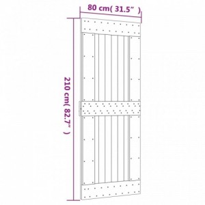 Tömör fenyőfa tolóajtó fémszerelékszettel 80 x 210 cm