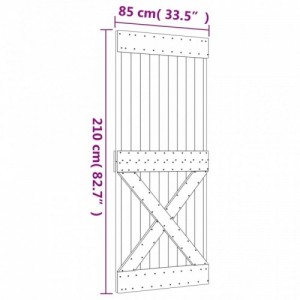 Tömör fenyőfa tolóajtó fémszerelékszettel 85x210 cm