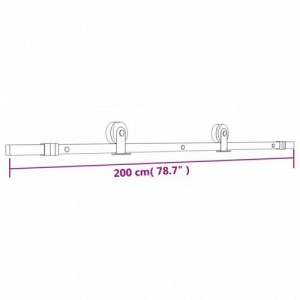 Tömör fenyőfa tolóajtó fémszerelék szettel 95 x 210 cm