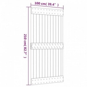 Tömör fenyőfa tolóajtó fémszerelékszettel 100 x 210 cm