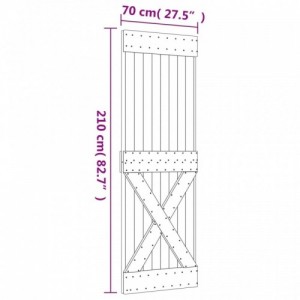 Tömör fenyőfa tolóajtó fémszerelék szettel 70 x 210 cm